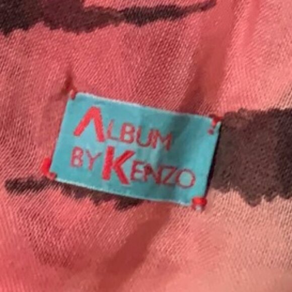 Vintage 80s  Album by Kenzo pink & black tiger stripped wool faded scarf - Picture 2 of 8